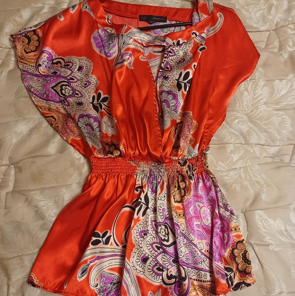 Red floral paisley pattern shirt